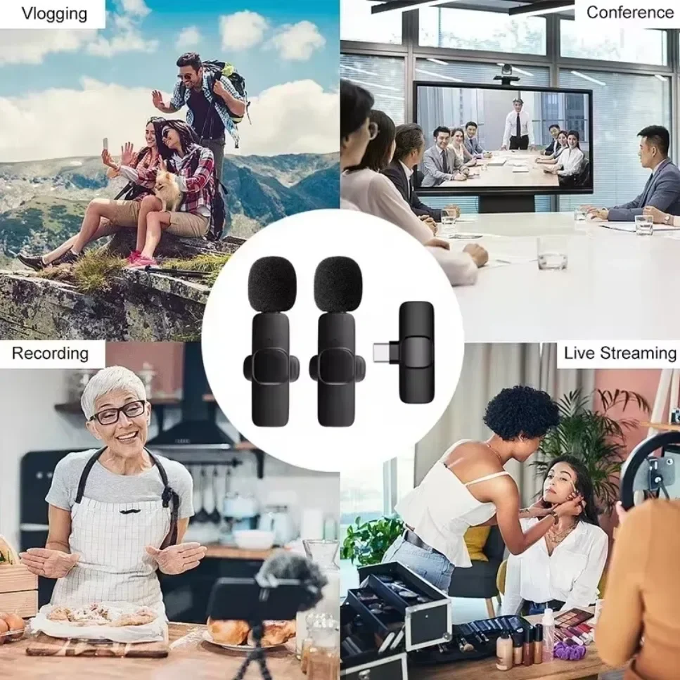 ميكروفون VIKEFON اللاسلكي Lavalier لتسجيل الصوت والفيديو لهاتف iPhone Android والكمبيوتر المحمول والألعاب المباشرة وميكروفون الهاتف المحمول