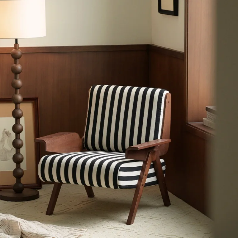 

Light French Vintage Solid Wood Single Sofa Chair Living Room Study Single Chair