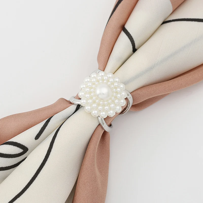 Pearl Alloy Silk Scarf Buckle Women Accessories Jewelry Hijab Brooch Pins For Muslim Decorated Elegant Shawl Clip 2.3*2cm