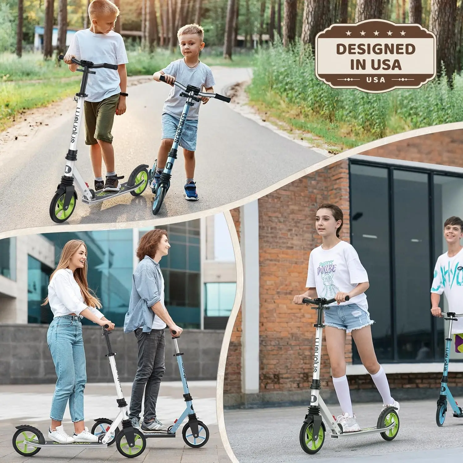 Kick Scooter para mayores de 6 años, niños, adolescentes y adultos Carga máxima de 240 libras Ruedas grandes plegables y ligeras para niños, adolescentes y adultos, 8 pulgadas