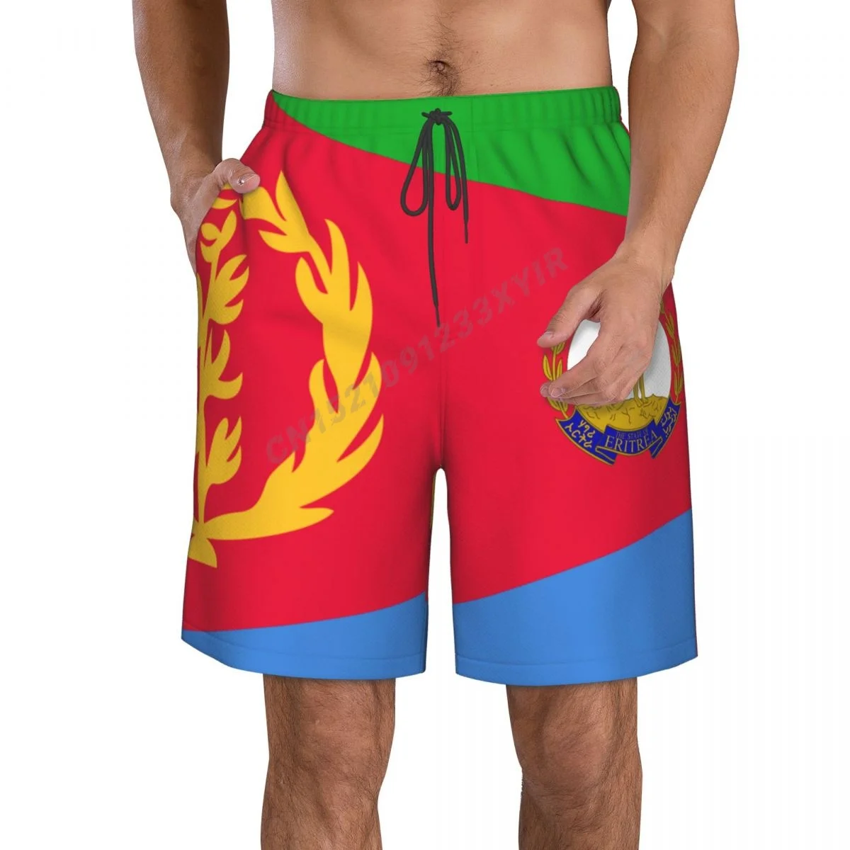 Summer Men\'s Eritrea Flag Eritrean Fans Beach Pants Shorts Surfing M-2XL Polyester Swimwear Running