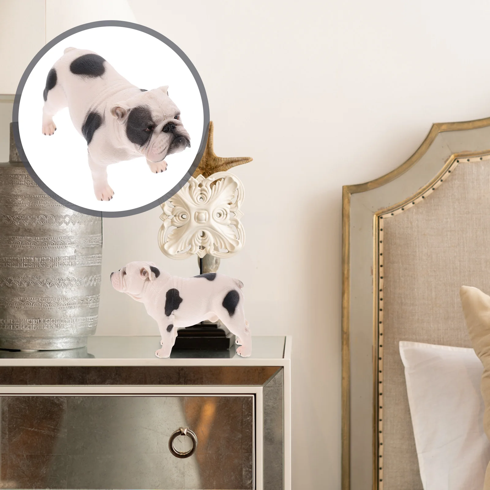 1pc Mini Bulldog Statue Realistische Pvc Hund Simulation Tier Home Office Decor Desktop Pet Ornament Welpen Figur Auto Dashboard