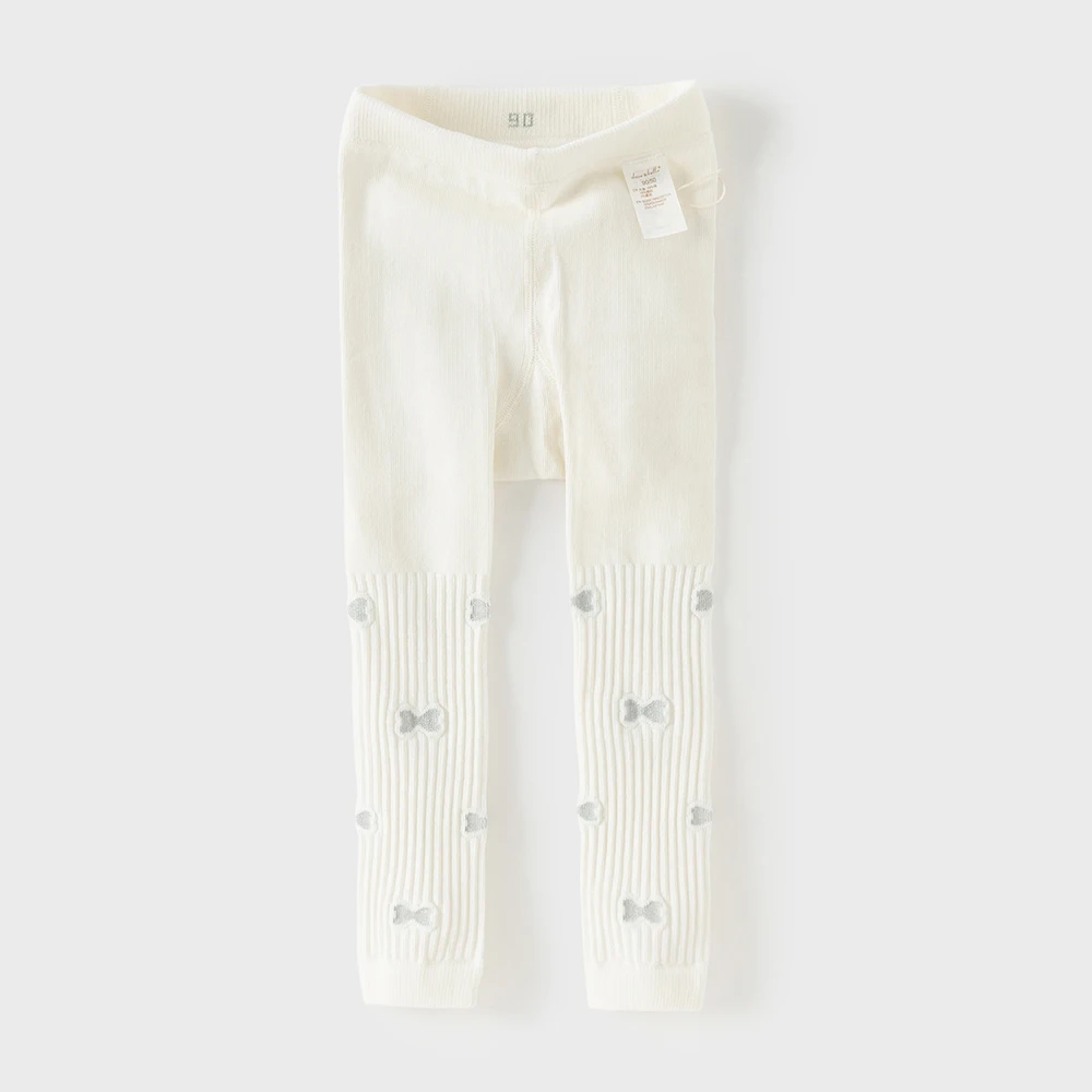 Dave Bella Baby Cotton Leggings Girls Clothes Spring Autumn Children Elastic Waist Pants Kid Outdoor Trousers Cute Bow DB1260250