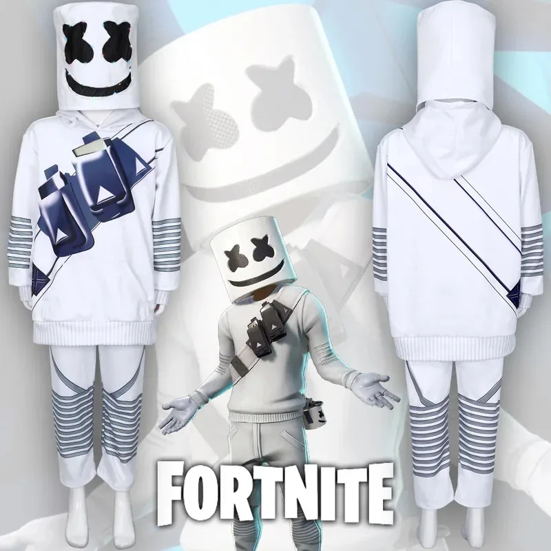 XT8Kids Электронная звуковая певица DJ Marshmello Fortnites Костюм для девочек и мальчиков Рождественские костюмы для косплея Хэллоуин Вечеринка HoodiXT6@!
