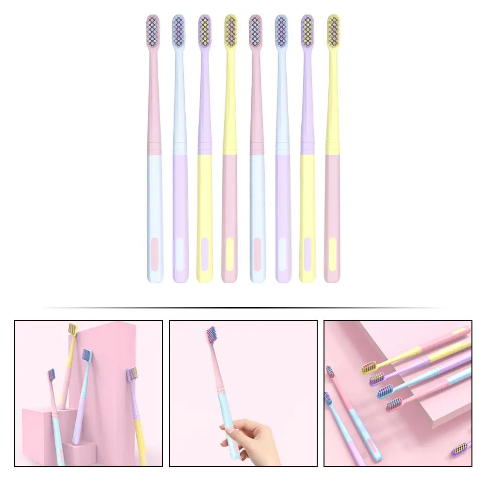 8Pcs Soft Bristle Adults Toothbrush Compact Lightweight Tooth Cleaning Tool for Home Travel Oral Care Adults Toothbrush