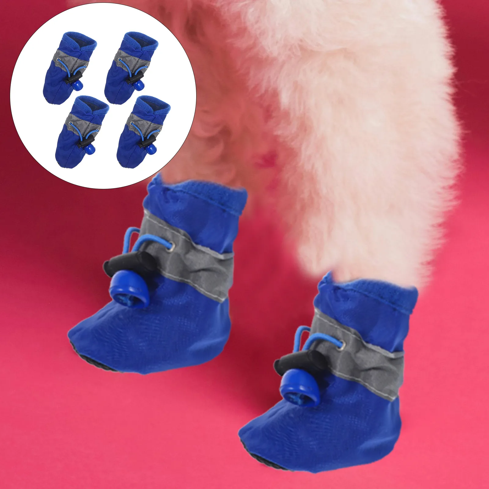 

4 pcs Dog Waterproof Boots for Small Dogs Paw Protection Puppy Rain Pet Shoes Soft Rubber Soles Anti Slip Dog Sports