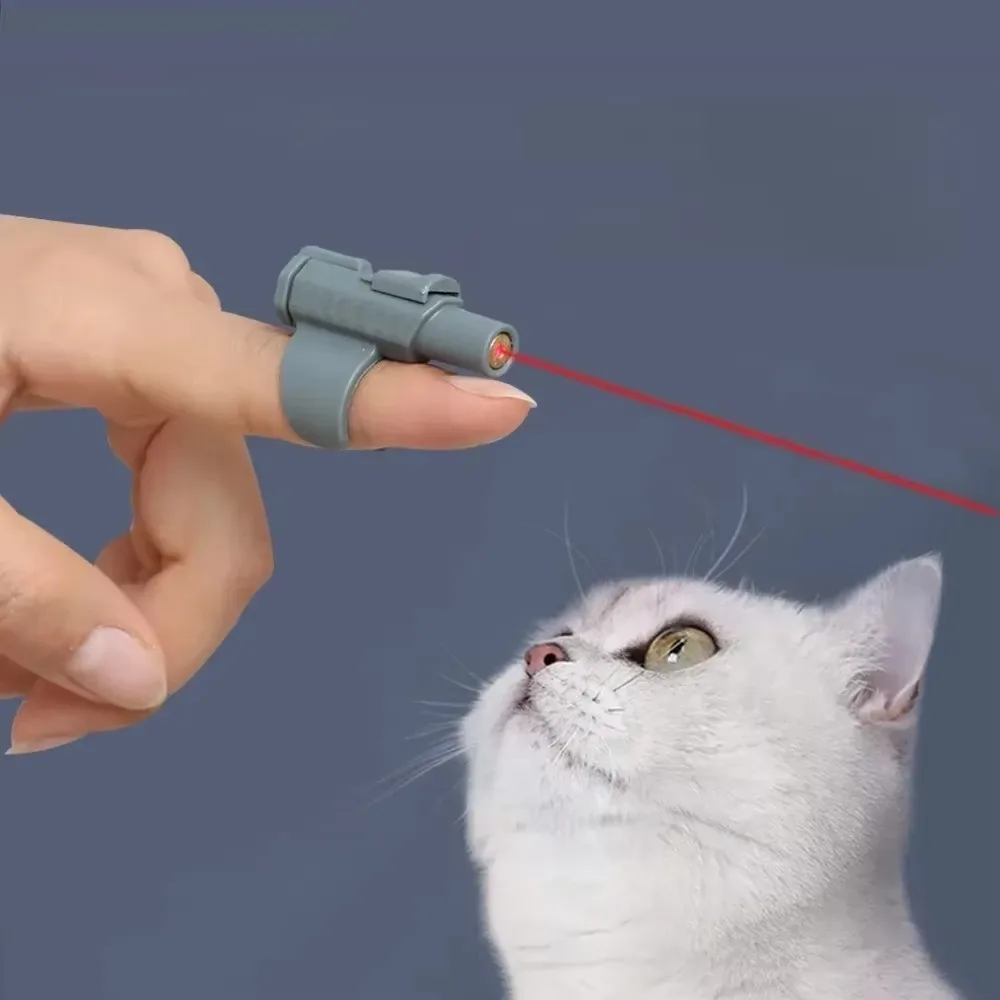 Draagbare Laser Kat Speelgoed Vinger Mouw Ontwerp Mini Kat Plagen Speelgoed Rood Licht met Batterijen Laser Pen