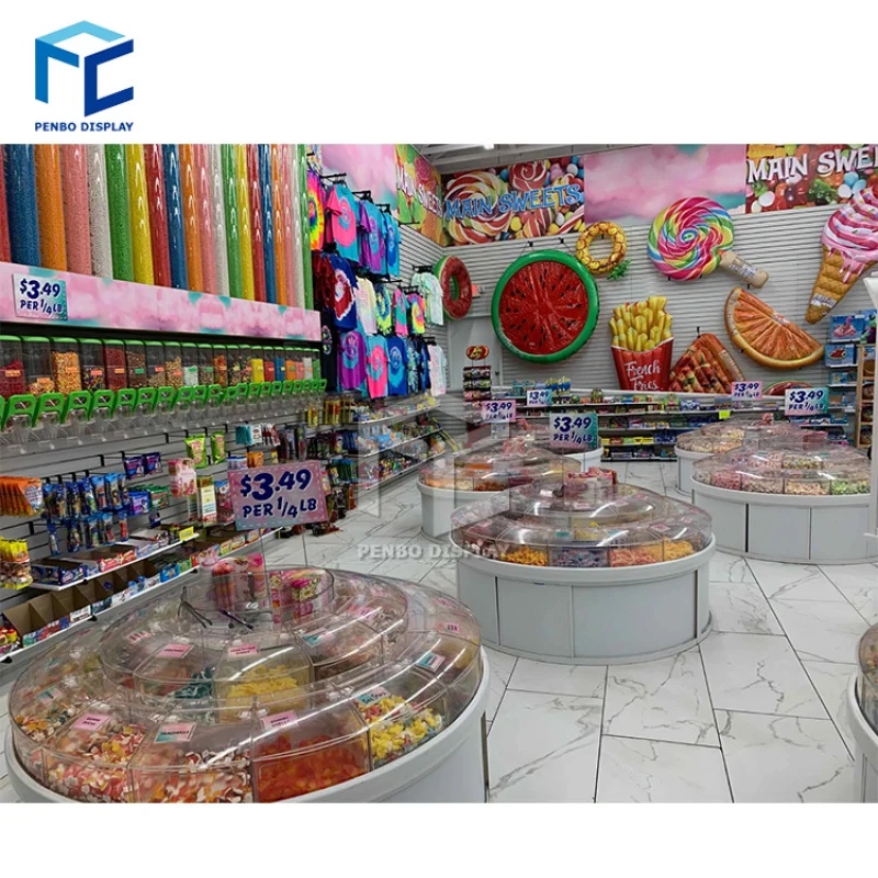 2025customized.Custom Made Retail Candies POS Merchandising Shelf Candy Display Shelves