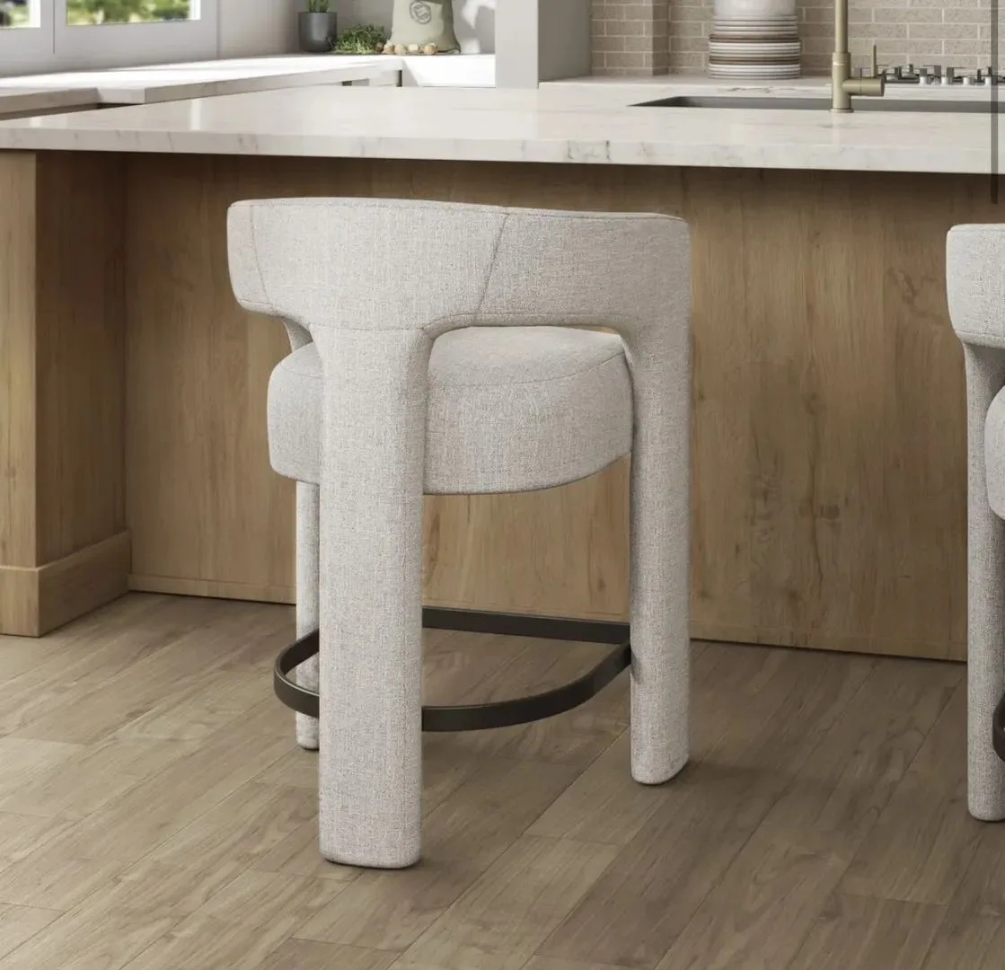 ^&Modern Shire Contemporary Velvet Upholstered Bar Chair for Home Bar & Dining Commercial Use White