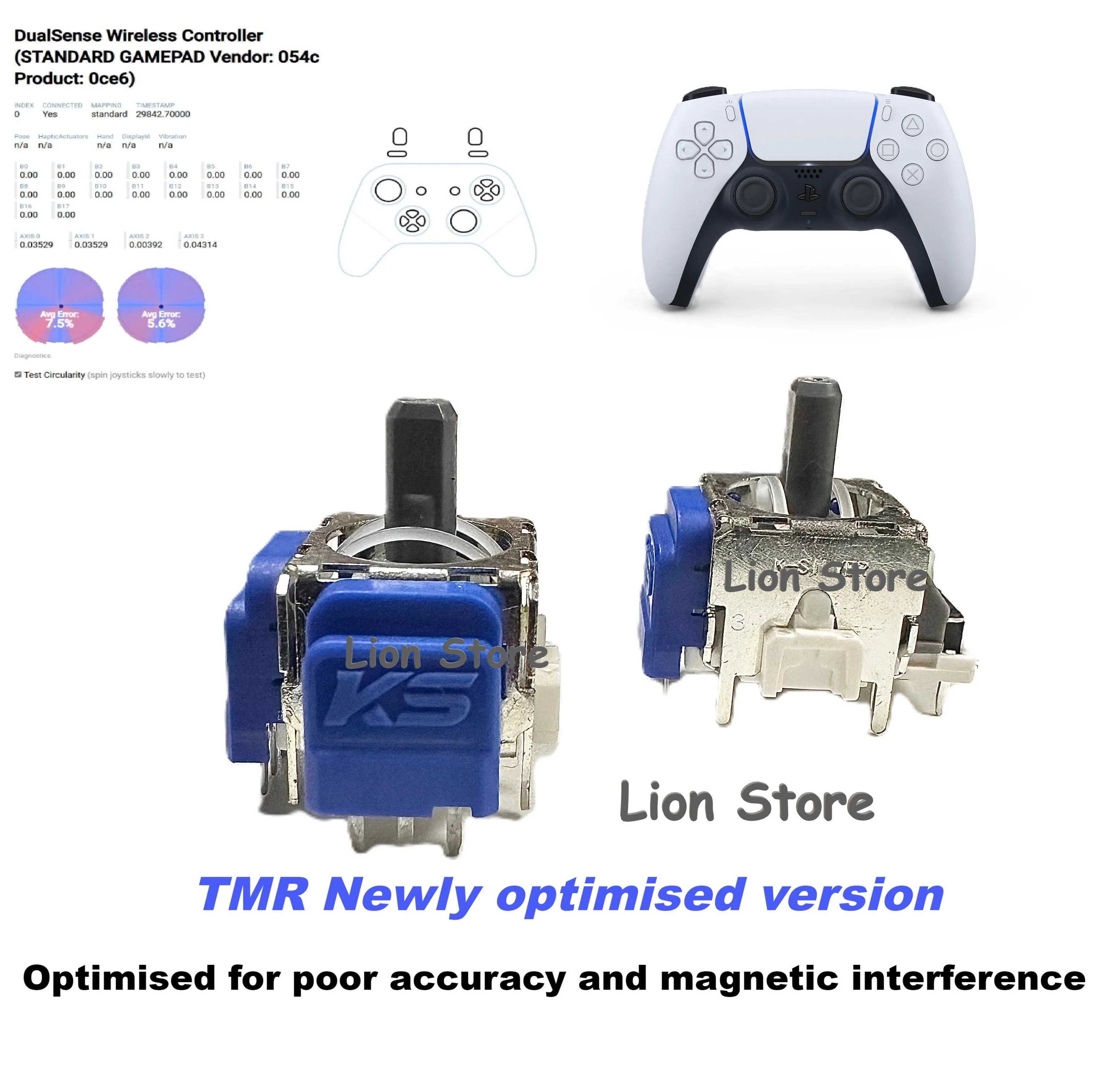 10-100pcs/lot TMR latest optimized version of the joystick for PS5 Optimized for poor accuracy and magnetic field interference