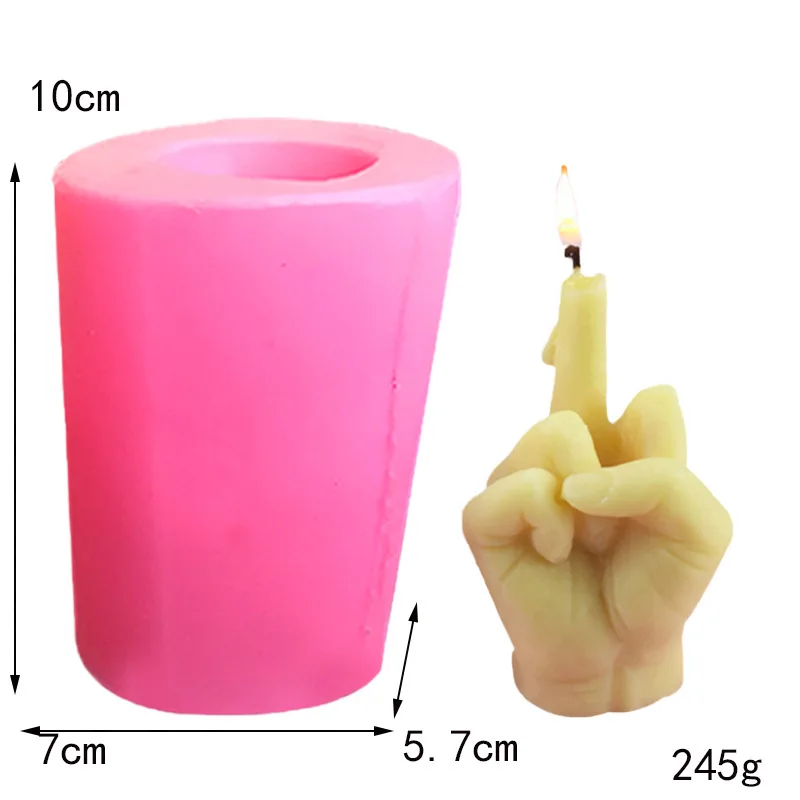 1 piece, Bier vertical middle finger gesture finger shape scented candle silicone mold creative funny scented candle mold