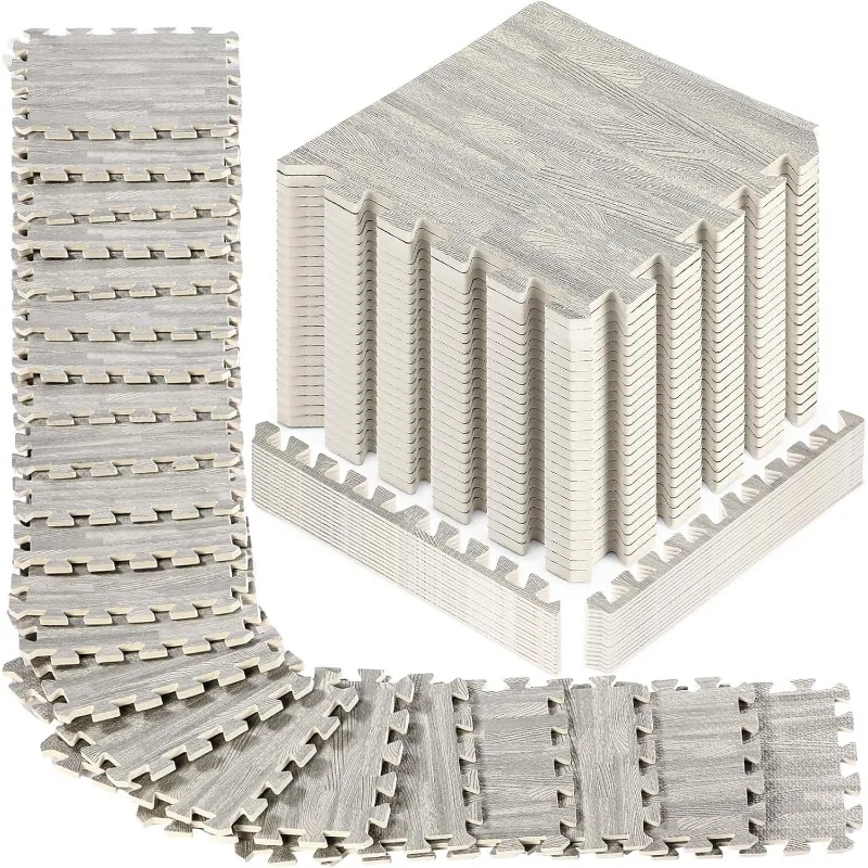 48pcs 12x12 Inch Printed Interlocking Foam Bricks for Home Gym Game Room Flooring