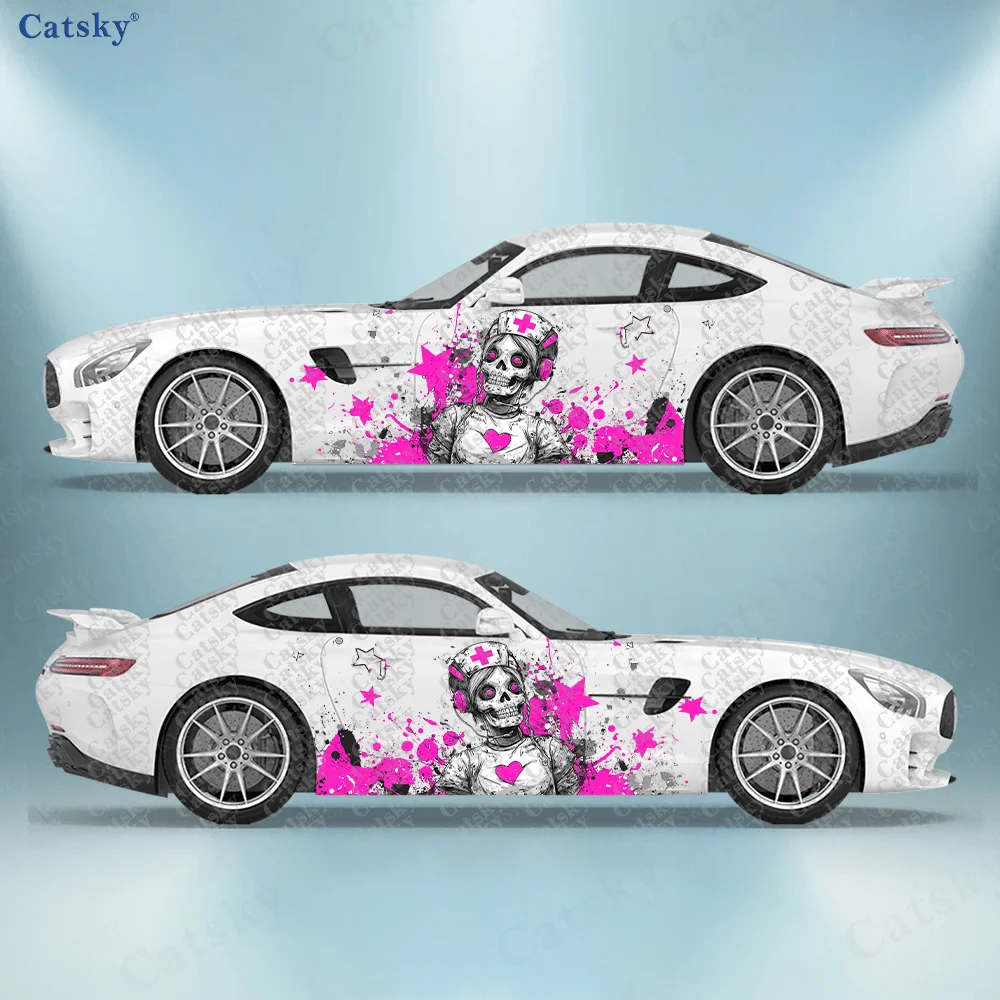 

2pcs Skull Nurse Splatter Ink Splash Sticker, Suitable for Cars and Trucks, Durable, Fade-Resistant, Easy to Install and Remove