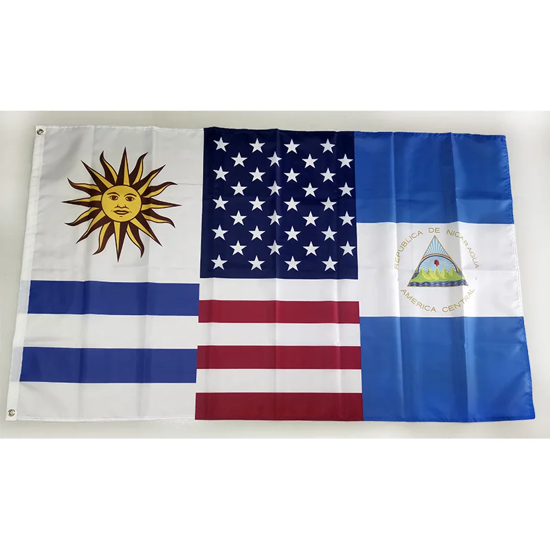 

Uruguay USA Nicaragua Friendship Flag 2ft*3ft (60*90cm) 3ft*5ft (90*150cm) Size Christmas Decorations for Home Flag Banner