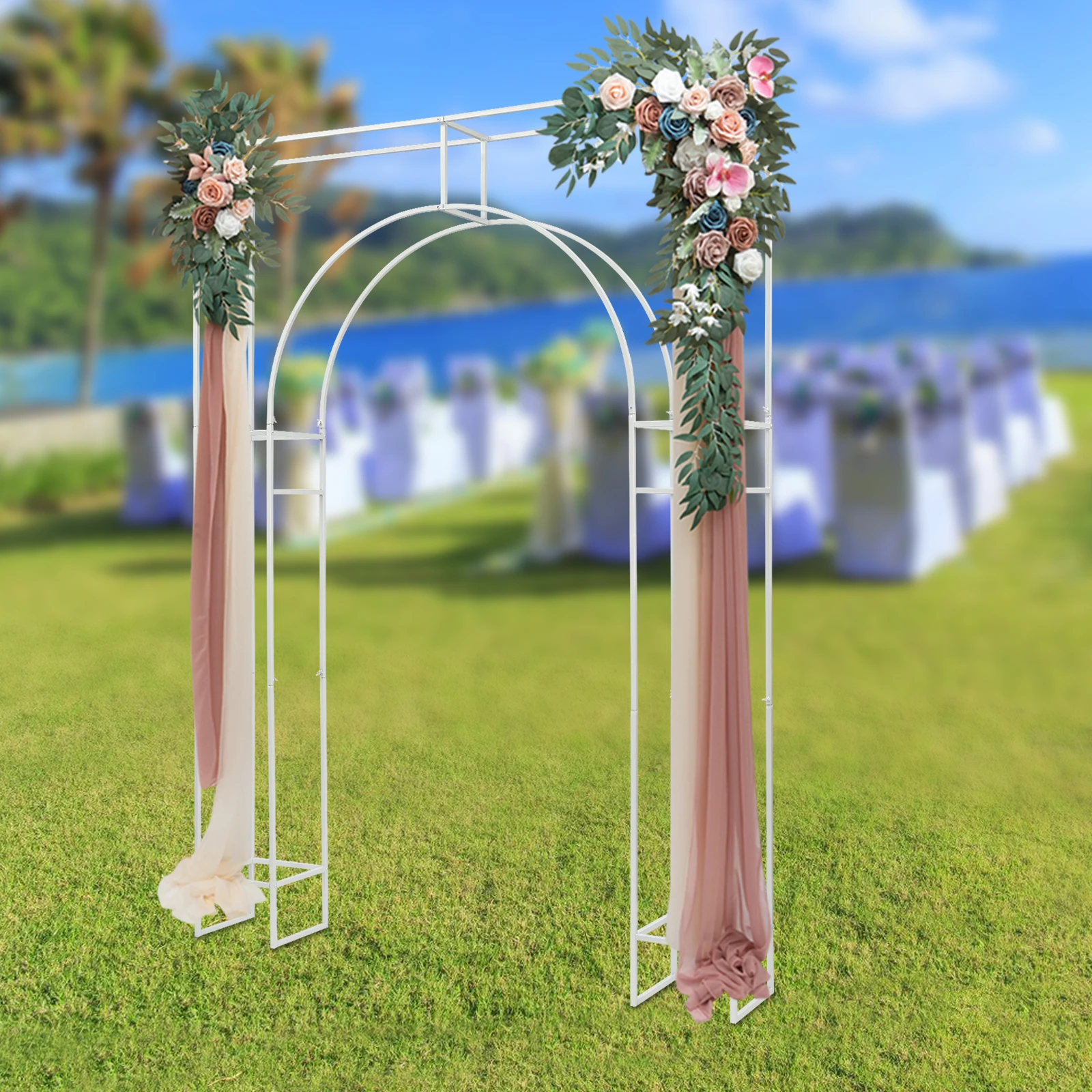 Imagem -04 - Casamento Arco Backdrop Stand Ouro Branco Quadrado Metal Balão Arco Stand Jardim Arbor Frame Festa de Aniversário Cerimônia