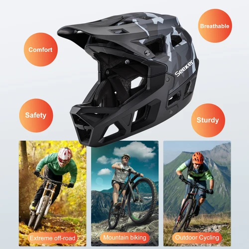 Imagen 2 del producto Casco de bicicleta de montaña Seeker Mtb, casco completo ligero y transpirable para descenso, cascos de ciclismo para hombres y mujeres adultos al aire libre