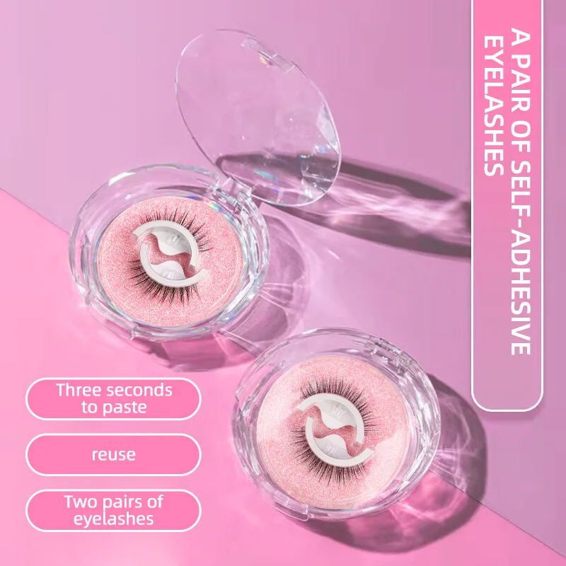 1 คู่/กล่อง Self-Adhesive 3D Curling กาวฟรีนํากลับมาใช้ใหม่และยาว handmade Eyelash EXTENSION ยอมรับแบบกําหนดเอง