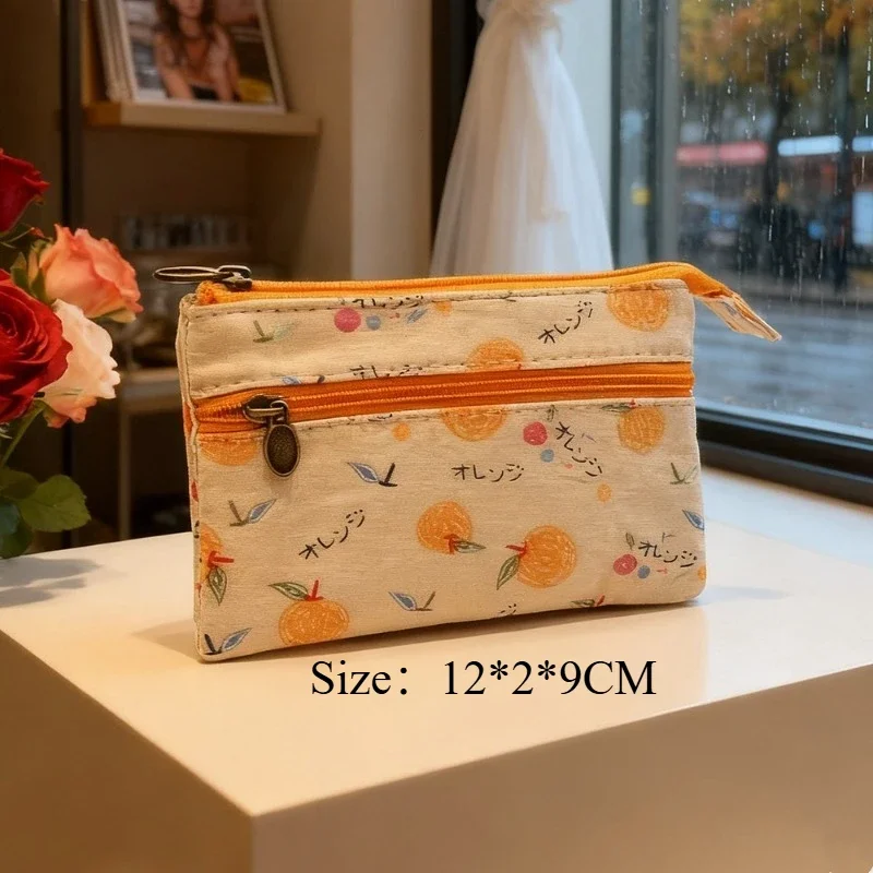 Floral Double Pull 4-layer Cotton Coin Purse Girls' Coin Silver Bag ID Bag Card Bag