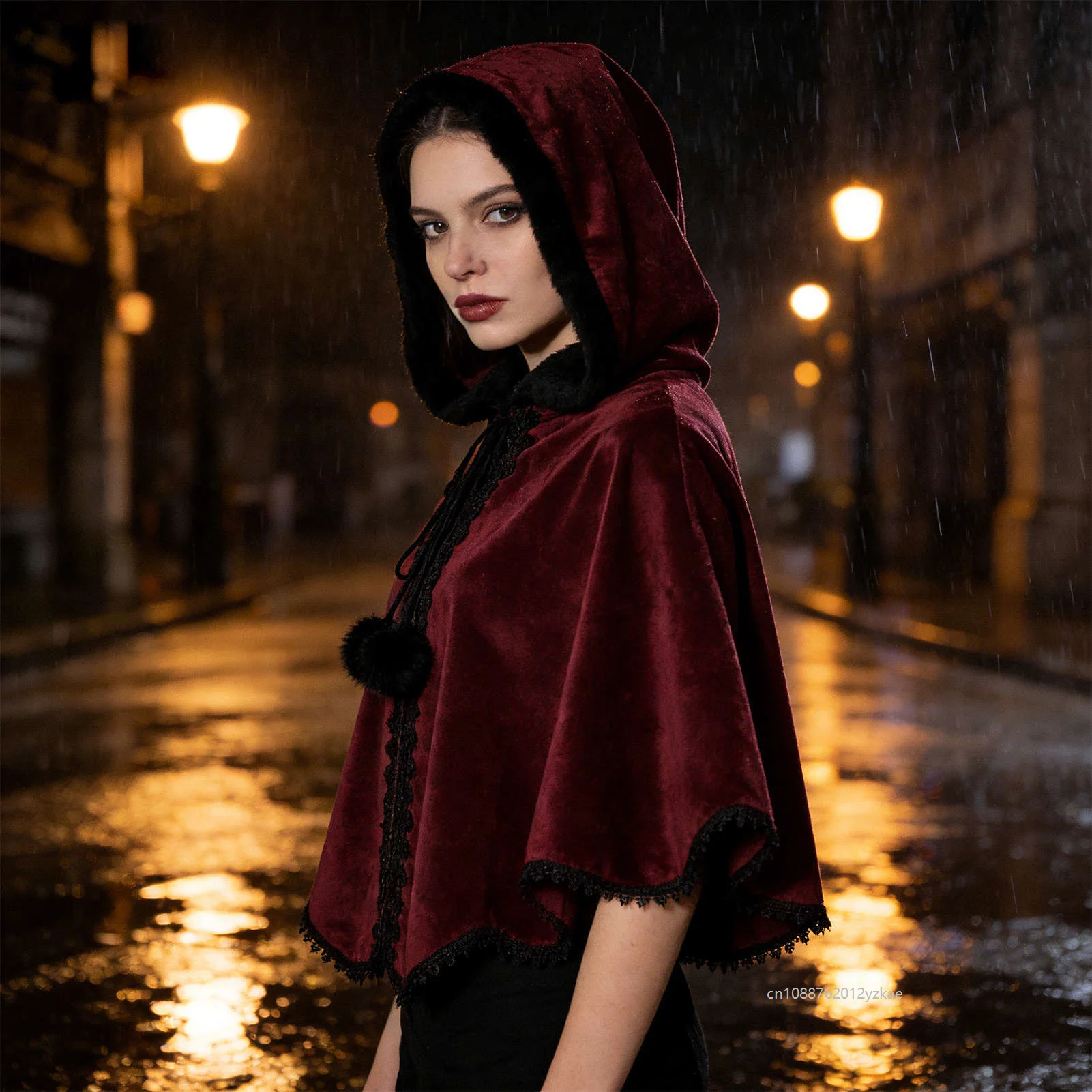 

Halloween Retro Velvet Shawl Hooded Cape Adult Women's Medieval Costume Shawl Stage Performance Cosplay Vampire Costume 2026