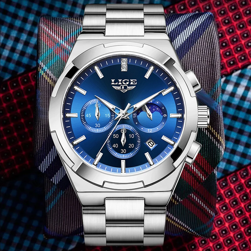 

LIGE лучший бренд класса люкс для мужчин, деловые модные кварцевые наручные часы 30 м, водонепроницаемые светящиеся стальные мужские часы Reloj Hombre