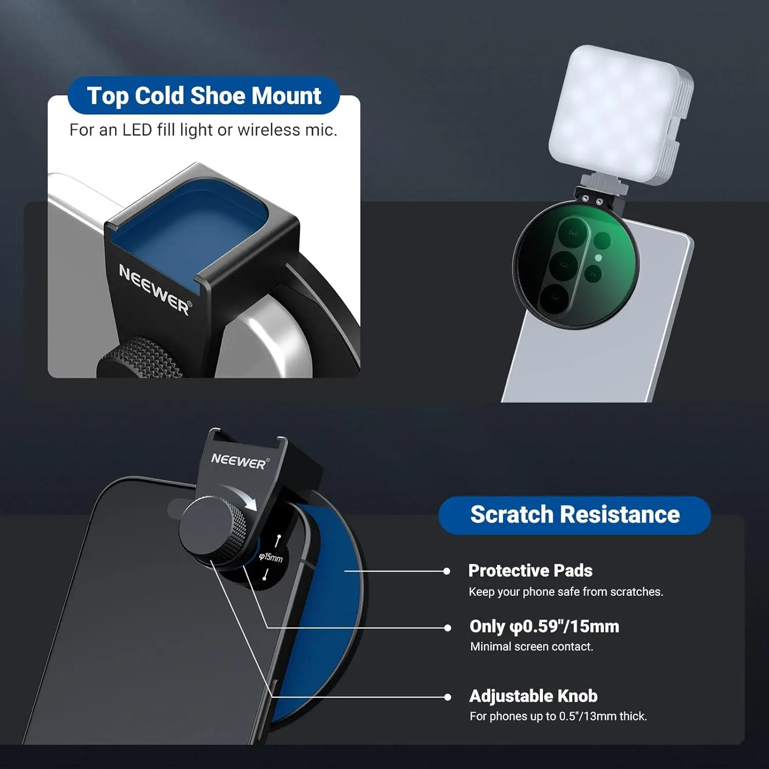 NEEWER 67mm Filtr CPL do Telefonu z Klipsem Cold Shoe, Filtr Polaryzacyjny Kołowy HD, Akcesoria do Obiektywów, Do Androida Samsung iPhone — zdjęcie produktu 5