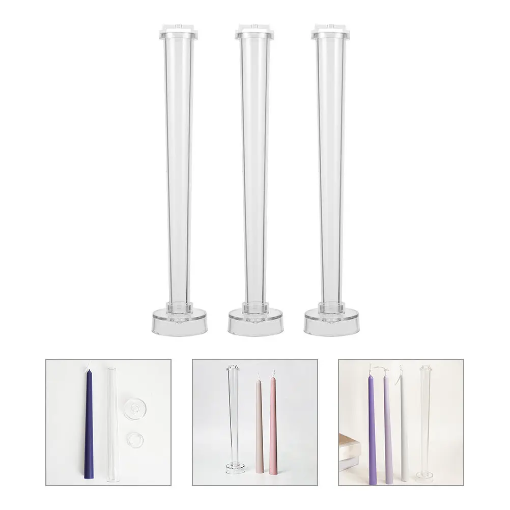 

3Pcs Plastic Mold Taper Mold Simple DIY Making Tools Craft Wax Molds for Handmade Candles Plastic Molds for Taper