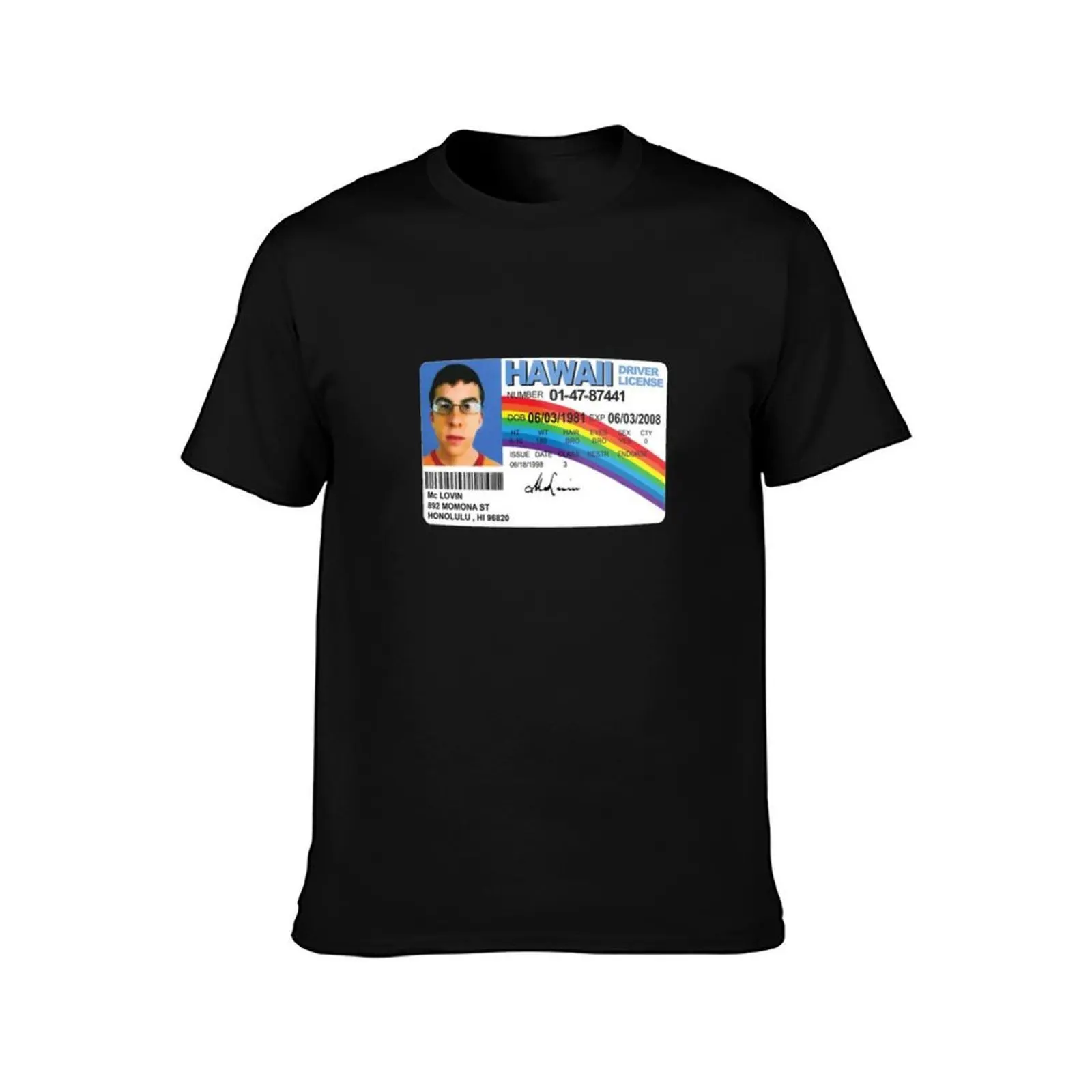 McLovin Superbad ID T-Shirt Basic Solid Color Short Sleeve Cotton Top T-Shirt