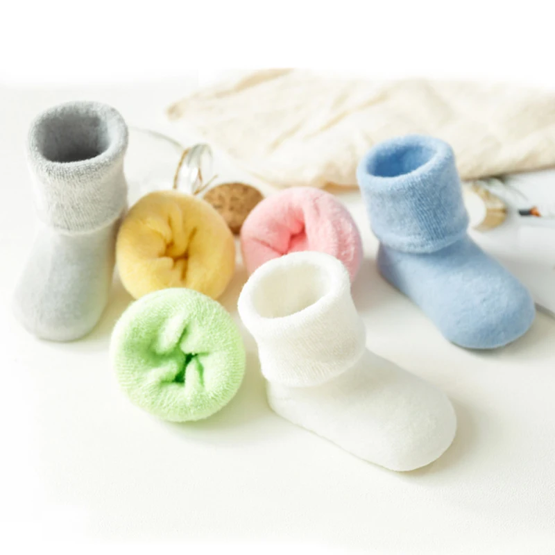 3Pairs Baby Girls Boys Non Slip Socks Winter Thick Warm Cotton Socks Toddlers Anti Skid Grip Walking Floor Socks Set