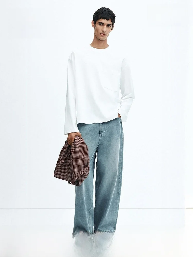 

Loose Men's Jeans Summer Fashionable American Style Outdoor Long Pants Casual mid Waist Zipper Fly Youth And Middle-aged Suit...