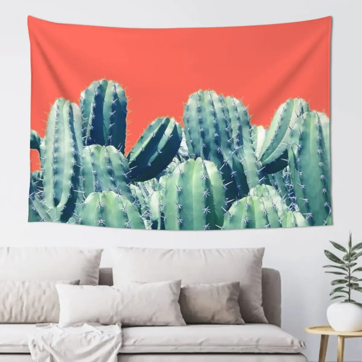 

Cactus on Coral #redbubble #lifestyle Tapestry Aesthetic Room Decorations Room Decoration Korean Style Tapestry