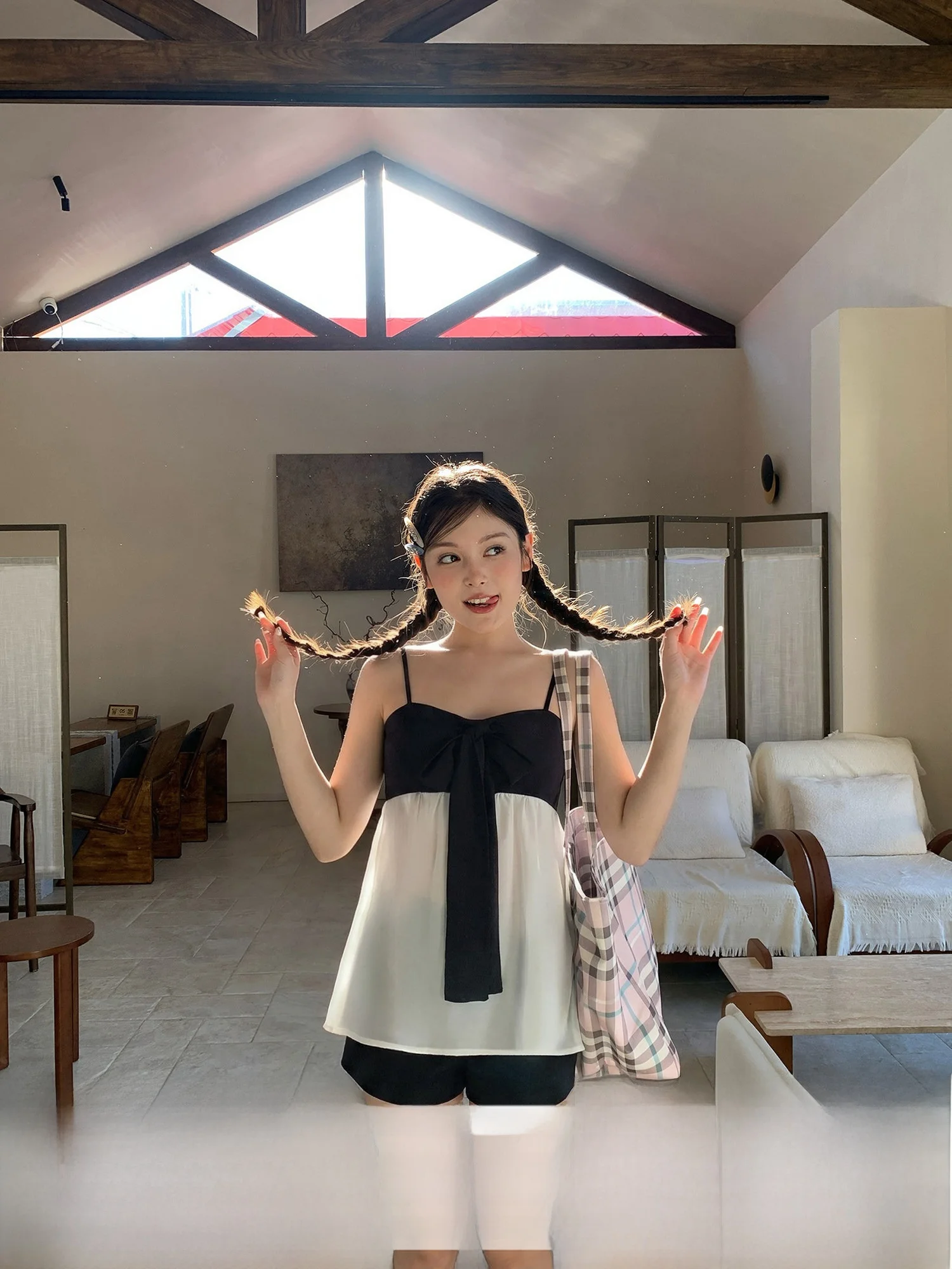 

Женский летний топ-жилет с цветными блоками и завязками, повседневная свободная юбка А-силуэта без бренда