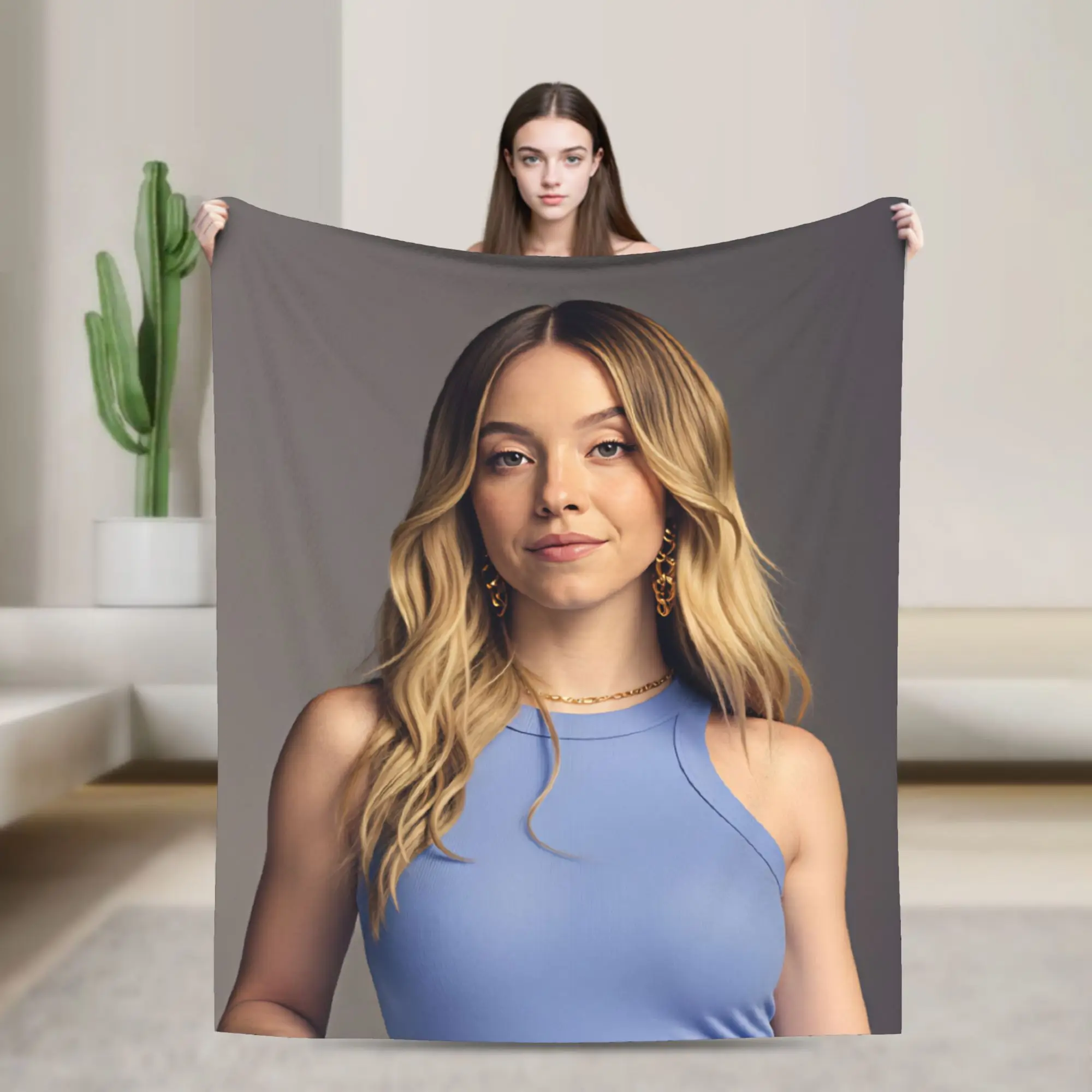 Warm Soft BlanketGirls Boys Decorative Sydney Sweeneys  Throw Blanket  Flannel Bedspread For Couch Bed Novelty Sofa Bed Cover