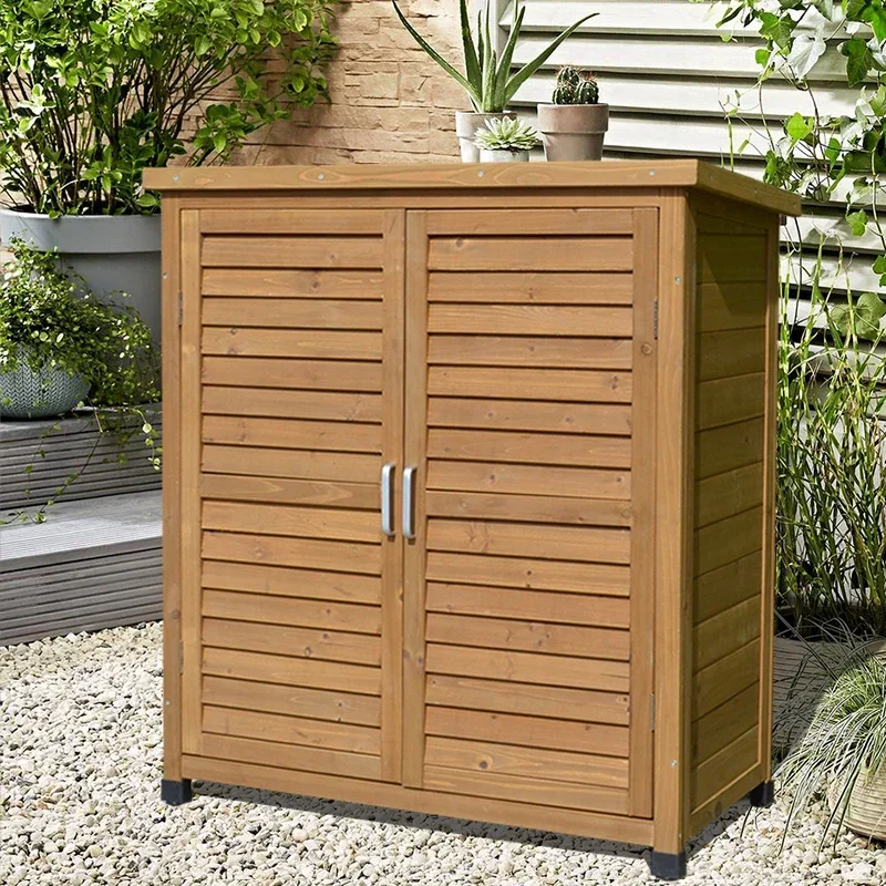 

Outdoor Storage Cabinet Organize Storage Tools Shoe Cabinet Patio Balcony Garden Solid Wood Rainproof and Anticorrosive Outdoor