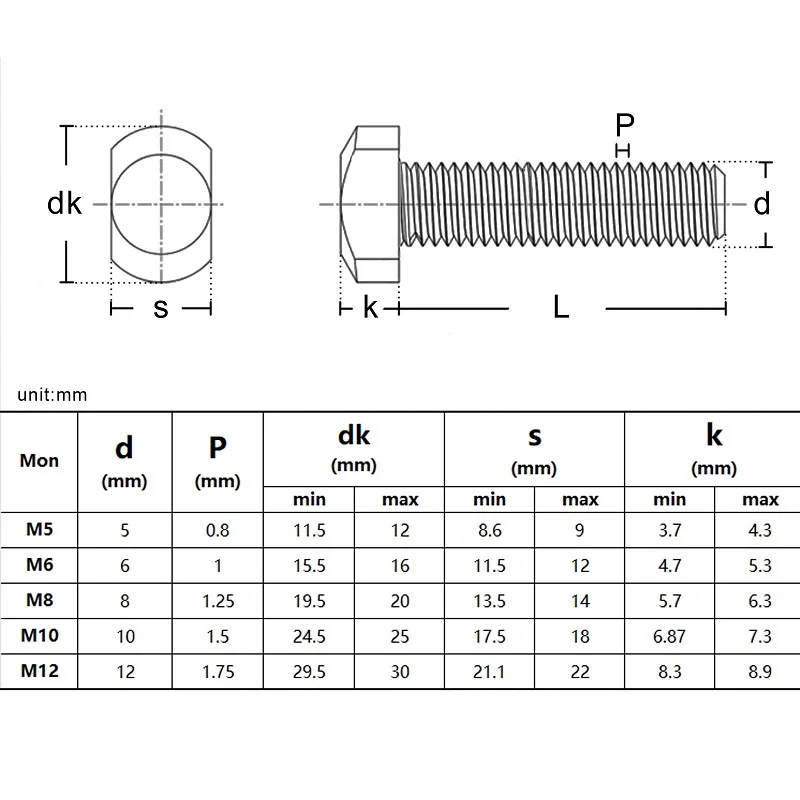 M5 M6 M8 M10 M12 304 Stainless Steel T Bolt GB37 T-Slot Hammer Head Bolt for Press Die Mold Clamping Machine