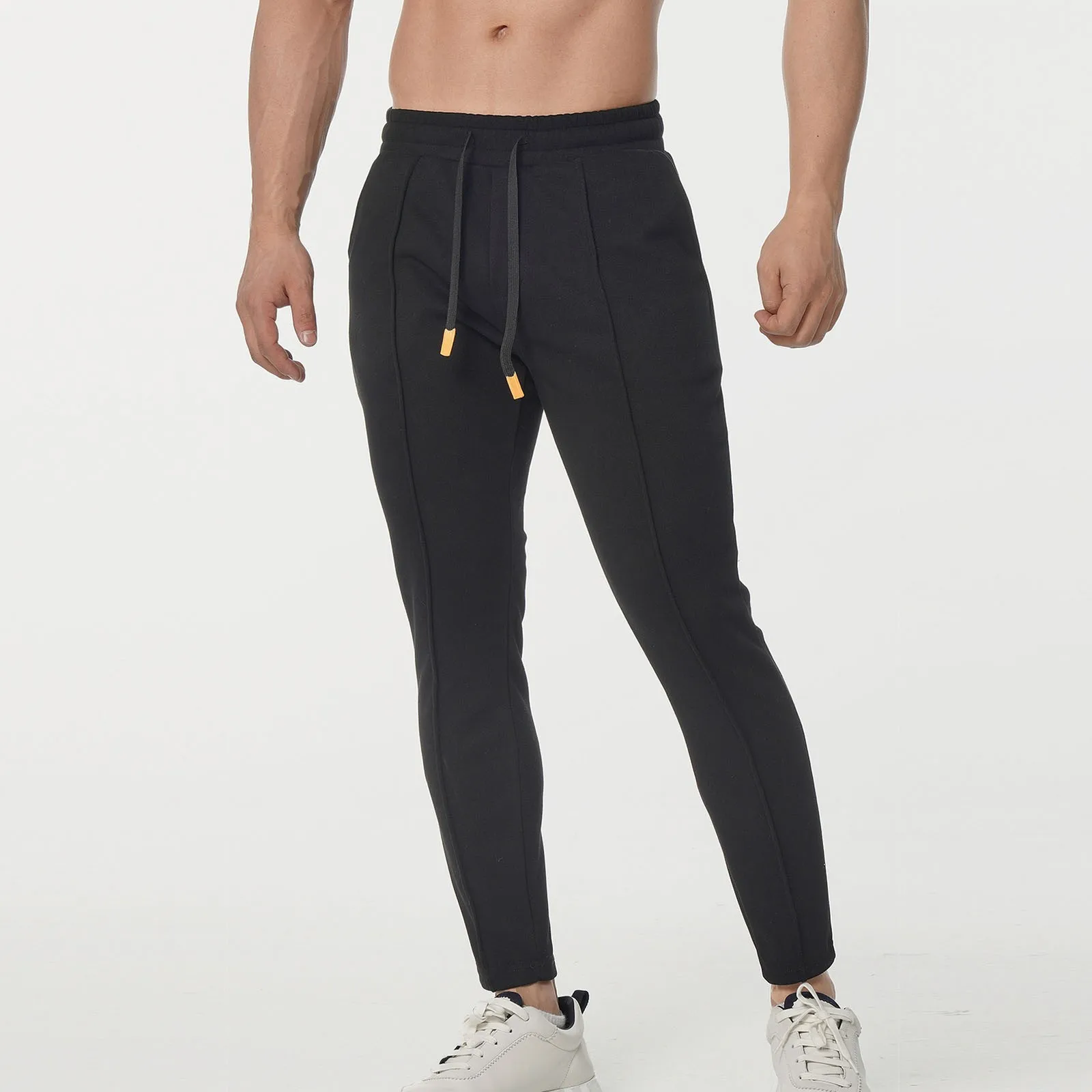 Pantalon de sport pour hommes, décontracté, fitness, course à pied, fermeture éclair, fjproximité, wstring adt, taille élastique, couleur unie, avec poche, pantalon de survêtement Smile, printemps