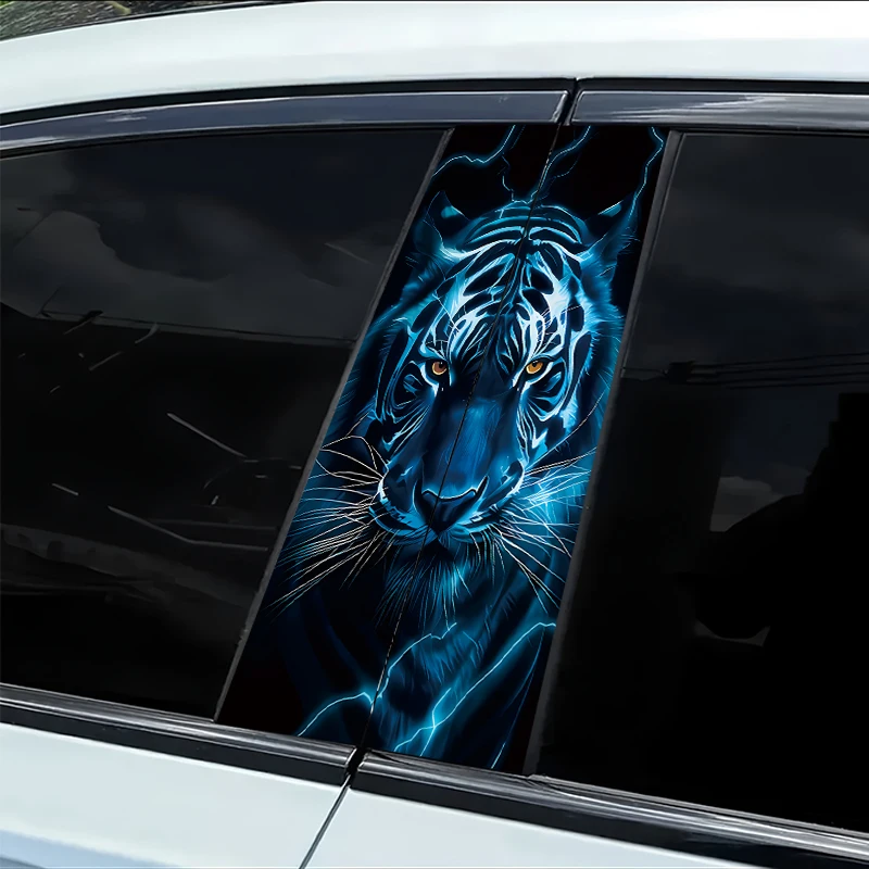 2 pieces of automotive B-pillar stickers Blue Tiger Smooth material protection film with anti-scratch properties