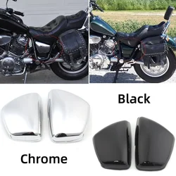Motorcycle Battery Side Fairing Cover ABS Plastic Guard Protector Covers Chrome Black For Yamaha XV700 750 1000 1100 Virago