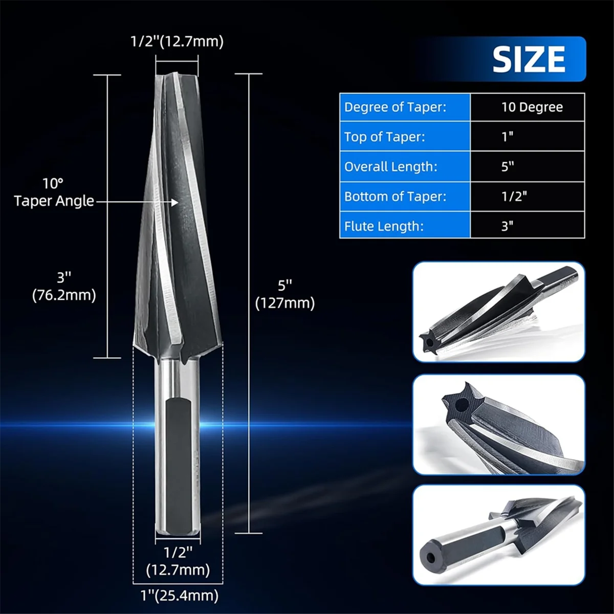 10 Degree Ball Joint Tapered Reamer, Tapered Ball Joint Reamer for 1-1/2 Inch Foot Taper for Fitting Ball Joints Tie Rod