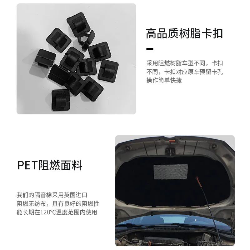 FOR Volkswagen Polo 2002-2010 2012-2016-2023Heat Sound Insulation Cotton Front Hood Engine Firewall Mat Pad Cover Noise Deadener