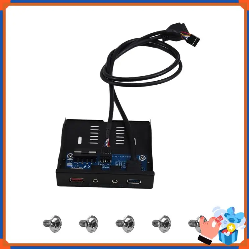 Compact 19Pin USB Front Panel Hub, Dual USB3.0 Ports With 3.5Mm Audio & Mic Jack, Quick BC1.2 Charging For 3.5" Floppy Disk Bay