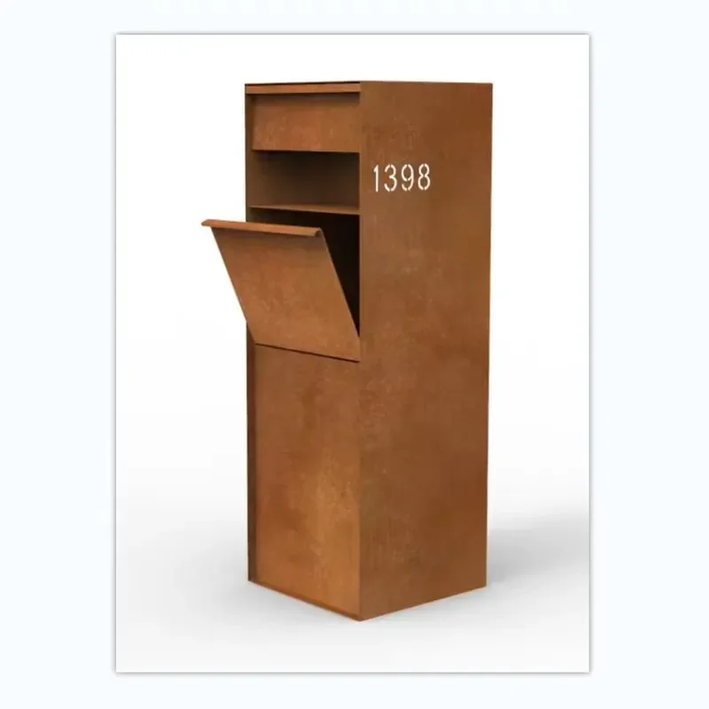 Free Standing Galvanized Steel Mailboxes Number Wall Modern Mailbox Letter Mail Box Corten Steel Large Letter Size Box