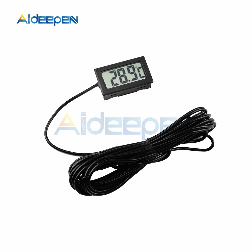 Imagem -02 - Mini Sensor de Temperatura Lcd Interno Digital Termômetro Incorporado Instrumentos de Calibre com Cabo 5m Conveniente