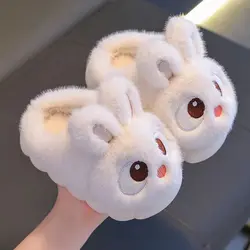 Winter New Children's Baotou Cotton Slippers Boys And Girls Soft Sole Non Sip Cartoon Plush Warm Home Wrapped Heel Cotton Shoes