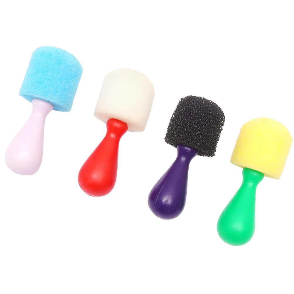 4pcs Spherical Paint Sponge Mini DIY Painting Sponge Seals Drawing Brush Doodle Tools for Kids (Random Color)