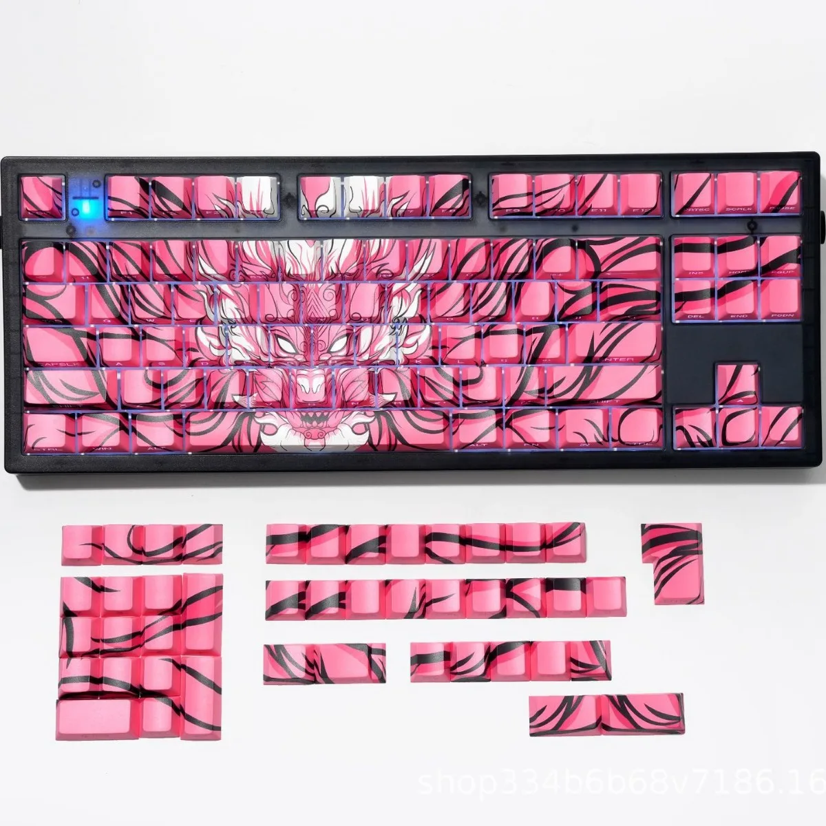 Orlong Theme Keycaps Set PBT Dye-sub Side Carving Colored Custom Keyboard Caps Cherry Profile Key Caps for Mechanical Keyboard