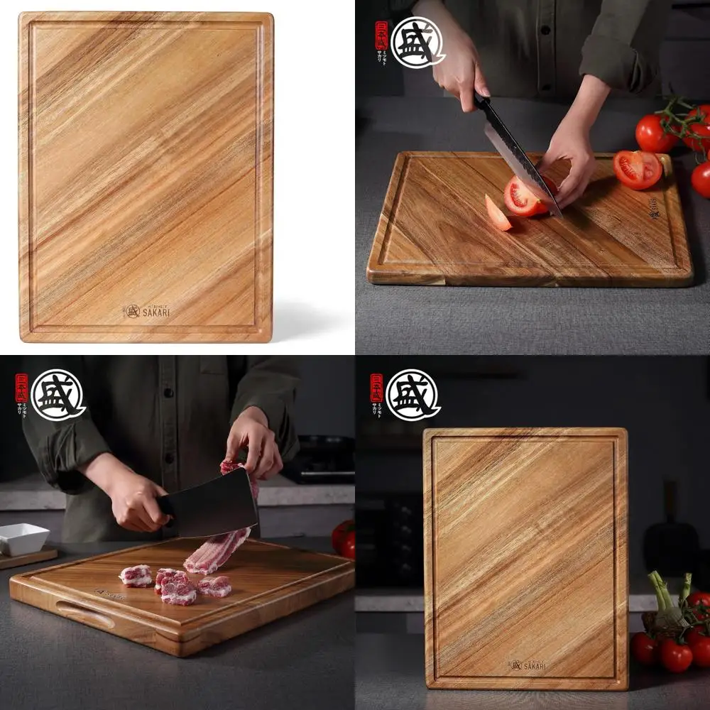 

Natural Japanese Acacia Wood Cutting Board, 16x11 Inches, Ideal for Meat, Vegetables, and Cheese, Kitchen Essential, Pure and Du