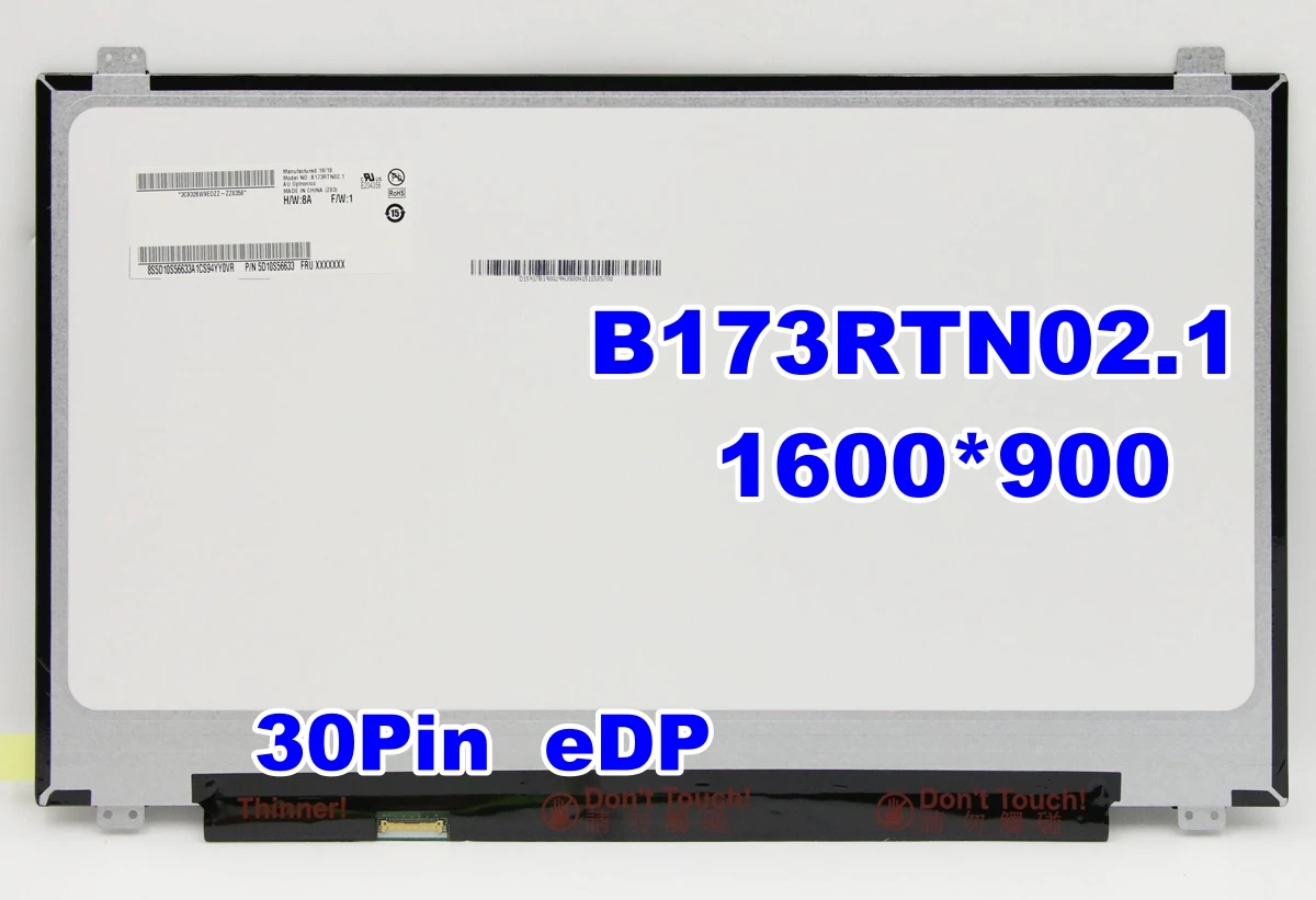 17.3 Laptop LCD Screen B173RTN02.1 B173RTN02.2 For Lenovo ideapad 330-17IKB L340-17IWL V340-17 81DK 81M0 81RG 1600x900 30pin