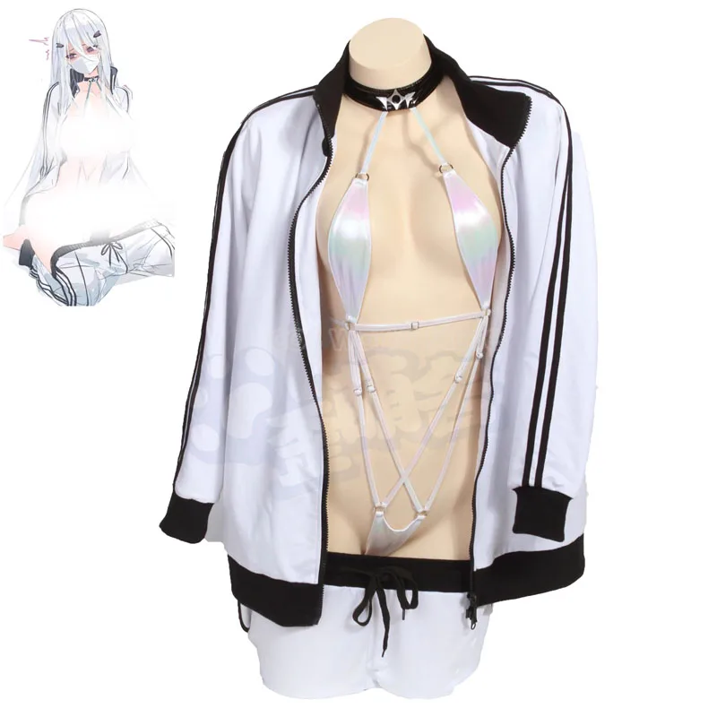 

Anime Azur Lane Kear Chi Cosplay Costume Women Sexy Bodysuit Hoodies Suit Casual Long Sleeve Zipper Sportswear Halloween Costume