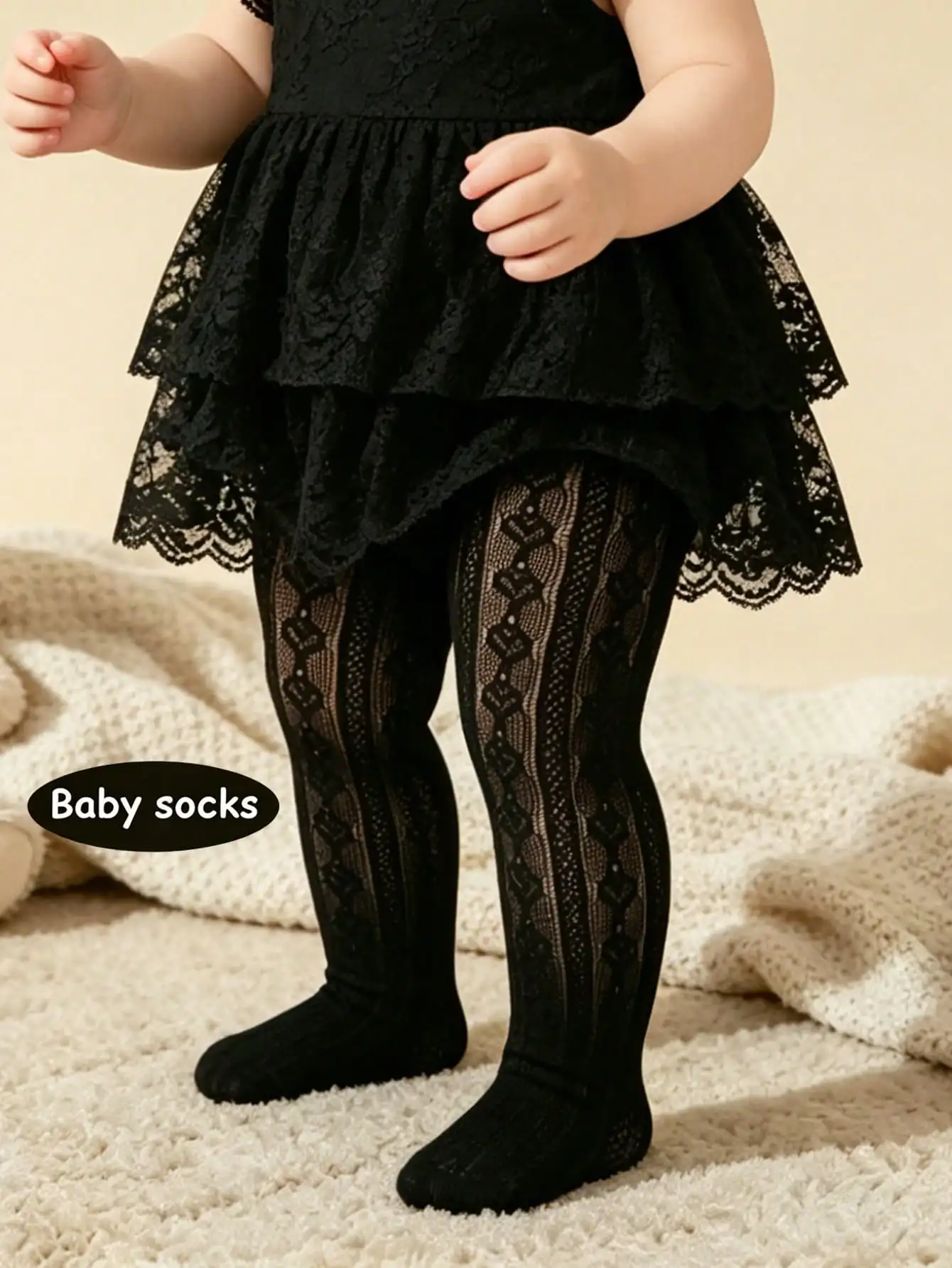 Baby Girls Hollow Lace Tights Summer Breathable Mesh Pantyhose Infant Lolita Style Soft Stretchy Kids Footed Stockings For 1-12Y