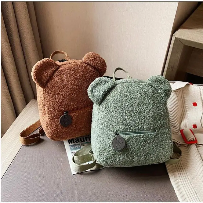 귀여운 곰 봉제 배낭 어린이 가방, 남아 및 여아용 작은 배낭, 아기 만화 백팩, 아기 책가방, Mochila Escolar